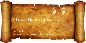 Hincz Henrietta névjegykártya